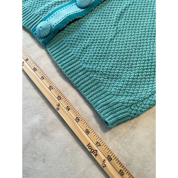 Boden Womens Teal Texture Knit Cardigan Fabric Covered Buttons Y2K M Cottagecore - Picture 5 of 10